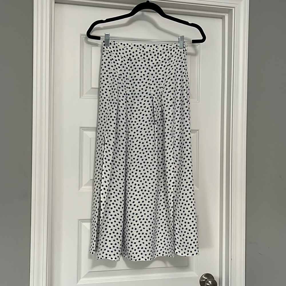 H&M Navy Blue White Polka Dot Maxi Skirt Sz 4
